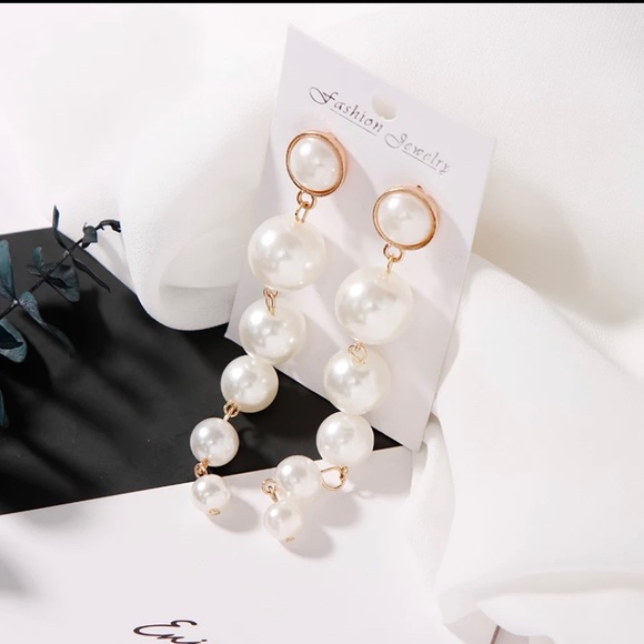 Fashion Jewelry | Prom Wedding Jewelry | Bridal | Imitation pearl drop earrings - Picture 5 of 6